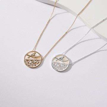 弦月小鳥母貝鋯石項鍊(共2色)