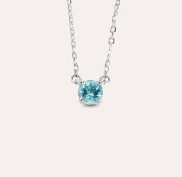 安珠 磷灰石 藍色 圓形 5mm 項鍊 經典系列 Round N 寶石銀飾 AND