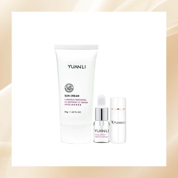 《美麗成雙-第二件5折》【Yuanli願麗】柔光透亮CC修護防曬乳 SPF50★★★★★50g(海洋友善-物理防曬) 送美白乳8ml*1+杏仁酸精華4ml*1