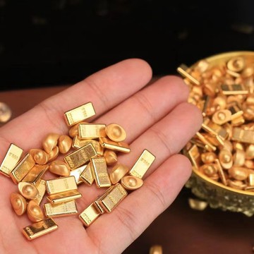 臺灣出貨🌸爆款實心沙金小元寶沙金小金條喬遷禮品招財聚財辦公家居裝飾擺件 黃金擺件 招財裝飾 招財擺件 沙金擺件 招財