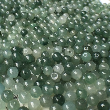 老坑天然翡翠散珠diy飾品材料玉珠子冰種油青圓珠a貨手鏈項鏈1入