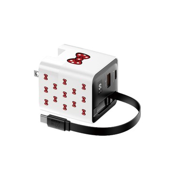 氮化鎵GaN快充器 TRON PD65W 氮化鎵 自帶線急速充電器 白 蝴蝶結 電源供應器