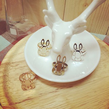 Oops道奇兔頭銅片剪影戒指-母親節禮物-