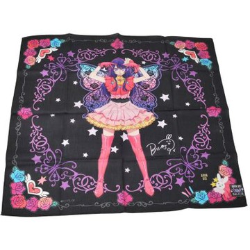 ANNA SUI × 我推的孩子聯名黑色系蝴蝶愛心玫瑰花兔星野愛圖騰字母LOGO帕領巾(52CM)