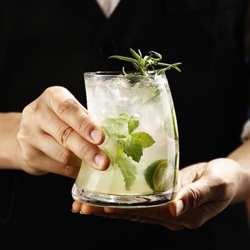 雞尾酒杯餐廳條紋玻璃杯月牙杯蘇打飲料杯氣泡水杯果汁杯冰彎月杯