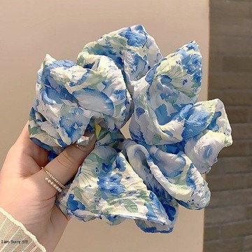 髮圈 大腸圈 韓國髮飾 彩色條紋 大腸髮圈 丸子頭髮繩髮飾品 新款法式莫奈花園油畫風大號布藝髮圈高級感優雅碎花大腸髮圈髮