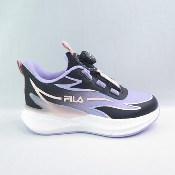 FILA 3J405A905 中大童 運動鞋 旋鈕轉扣 免綁鞋帶 足弓支撐 抗菌防臭 黑紫粉【iSport愛運動】