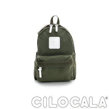 【CILOCALA】亮彩尼龍防潑水後背包-橄欖綠色(小)