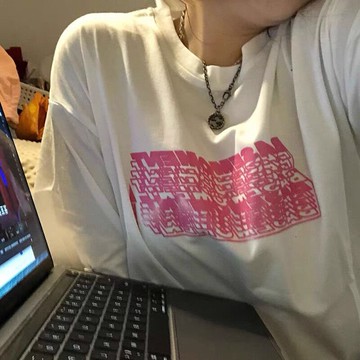 短袖t恤女學生寬松夏季新款百搭ins鹽系字母上衣女ins潮