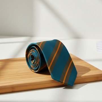 橘大斜紋藍綠領帶