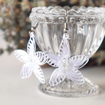 PREMIUM 蕾絲耳環【Stella】雪白