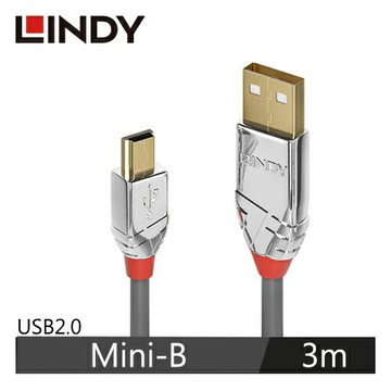【LINDY 林帝】CROMO USB2.0 TYPE-A公 TO MINI-B公 傳輸線 3M 36633【三井3C】