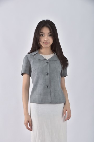 (M) cinq centimes翻領排扣灰色外套