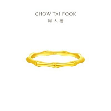 周大福 閨蜜好友禮物 竹節高升簡約素戒竹節黃金戒指_計價黃金(港圍12號)