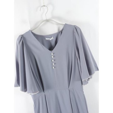 日單新款通勤百搭V領套頭后松緊高腰顯瘦長裙女純色短袖A字連衣裙