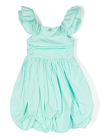 TWINSET Kids - ruffle-detail pleated dress - kids - Polyester/Cotton - 2 yrs - Green