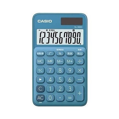 カシオ 電卓 10桁 レイクブルー CASIO カラフル電卓 手帳タイプ SL-300C-BU