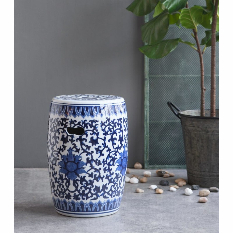 輸入家具　北欧スタイル　『シノワズリ円柱スツール』　陶器製　スツール　花台 シノワズリ 陶器スツール 椅子 イス いす 陶器製 スツール 中国陶磁器
