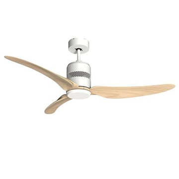 52吋北歐現代DC直流馬達吊扇 玫瑰白+淺木紋葉片L08