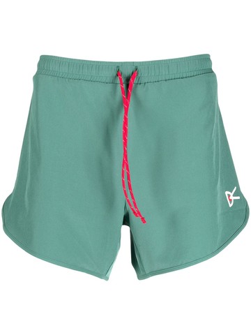 District Vision - logo-print track shorts - men - Polyester/Spandex/Elastane - S - Green