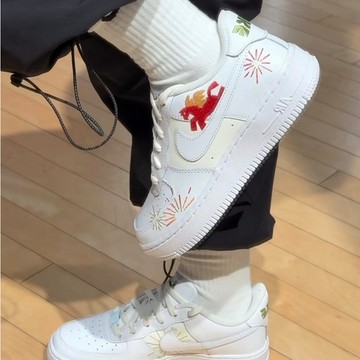 S.G NIKE  Air Force 1 LE GS IQ1133-111 休閒鞋 大童 女鞋 白米紅 CNY
