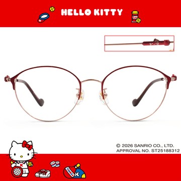 三麗鷗夢幻隊▪︎HELLO KITTY｜浪漫絮語 眉框眼鏡｜深邃紅