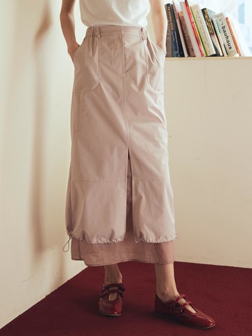 NYLON STRING MAXI SKIRT [PALE PINK]