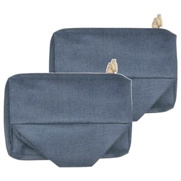 棉麻收納籃 結實提手設計 大容量儲物空間  小  深海藍  2個