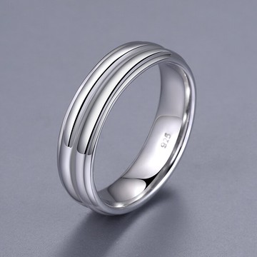 925銀閉口戒指男 大號美碼純銀光面戒子個性簡約鍍白金單身指環潮