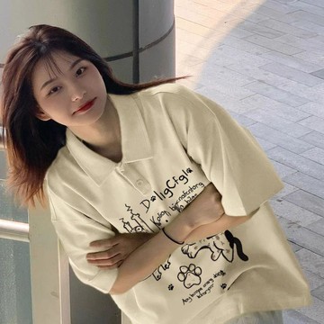 【免運】KOKA 2026新款夏季可愛貓咪短袖T恤女 ins 潮 polo衫 學生 寬鬆 學院風 上衣 短袖上衣 貓上衣