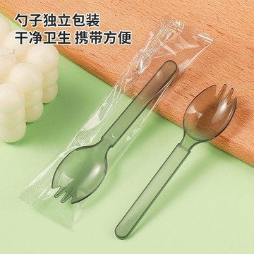 台灣寄出 一次性勺子塑料獨立包裝美式叉勺商用打包甜品西餐餐具勺便宜批發 一次性勺子 叉子 湯勺 韓系餐具
