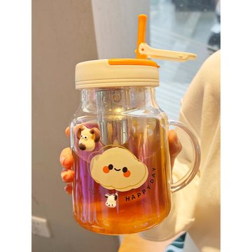水杯女生高顏值玻璃杯2026新款水分離大容量吸管泡茶杯辦公室杯子