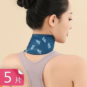 【荷生活】草本蒸汽一體式剪裁肩頸暖暖貼 免貼式大面積棉柔親膚熱敷貼-5片組