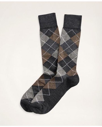 Brooks Brothers Men's Feeder Stripe Argyle Crew Socks | Brown