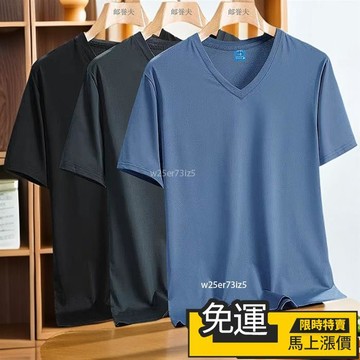 🔥台灣出货🔥大尺碼男裝【10XL 】150公斤大碼冰絲短袖涼感速乾 大碼男薄款V領網眼速乾冰感夏季短袖T恤胖子肥佬