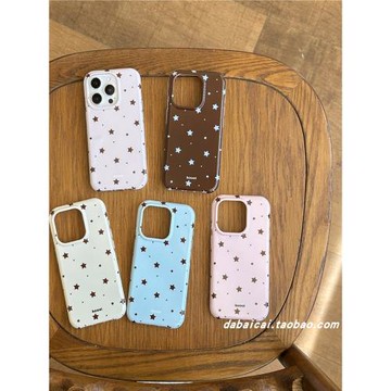 韓系滿屏波點星星適用蘋果17promax手機殼iphone15新款14pro少女16高級感全包15pro創意防摔小眾ins簡約清新
