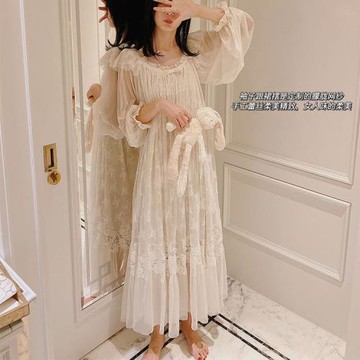 溫柔的安妮 pinkgoddess設計款公主風甜美蕾絲性感法式睡裙春秋季