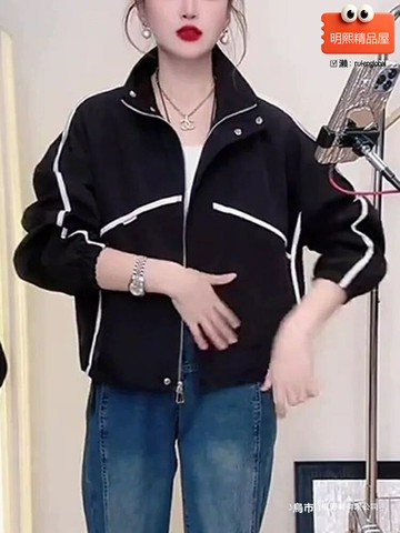 【小個子福音】短款夾克 韓系外套 女裝上衣 春季外套 洋氣夾克 黑色百搭 修身顯高 2025春季新款 日常通勤穿搭