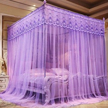 新款蚊帳家用三開門單雙人床加粗支架落地公主床歐式宮廷加厚加密紋帳