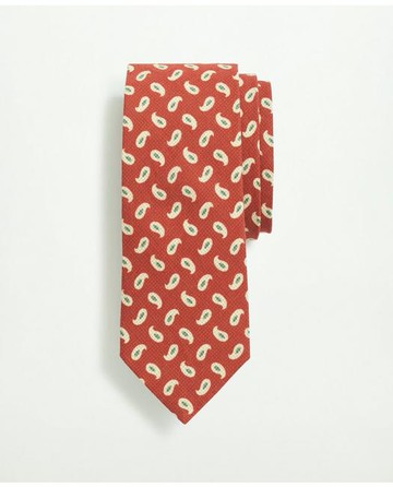Brooks Brothers Men's Silk Text Print Tie | Red/Green | Size Regular