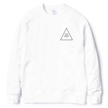 左胸 STAY SIMPLE Triangle 大學T 刷毛 中性版 白色 保持簡單