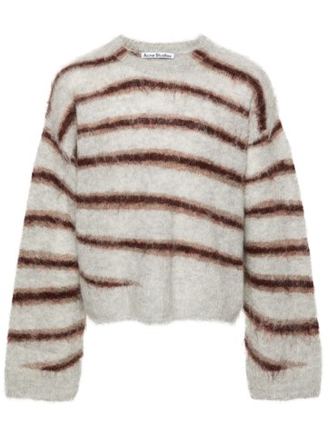 Acne Studios - striped knitted jumper - men - Nylon/Mohair/Wool - M - Grey