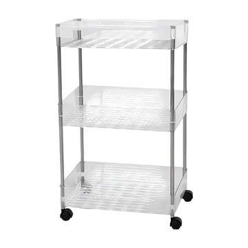 Life+ 現代簡約多功能多層透明收納推車/化妝品收納架/置物架 23cm  透明色  3層