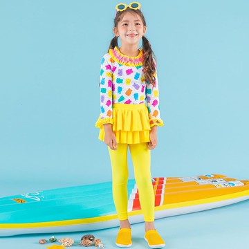 韓國 OZKIZ - 抗UV防曬兒童泳裝-三件組-熊熊軟糖