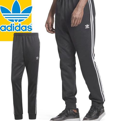 US/LT adidas メンズ ラインパンツ ジャージ ブラック 黒 丈長め