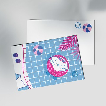 夏季泳池明信片