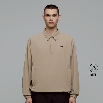 男女同款 ARCHELON 平織有領長袖上衣 - 沙棕色