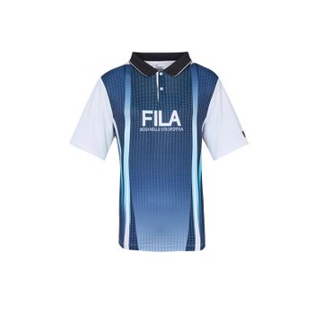 FILA官方直營 男抗UV吸濕排汗短袖POLO衫-藍色 1POZ-5001-BU
