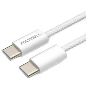 POLYWELL 寶利威爾 Type-C To Type-C PD編織快充線 3A 60W PW15-W45-M804  2m  白色  1條