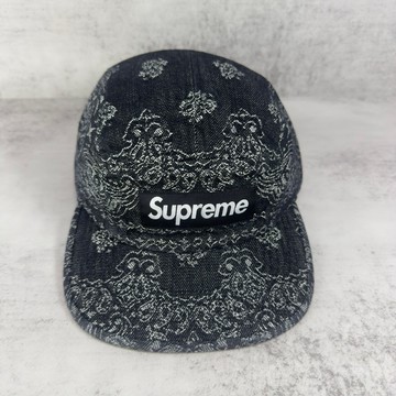 《Urban當天出貨》 Supreme Bandana Jacquard Denim Camp Cap限量腰花果五分割帽